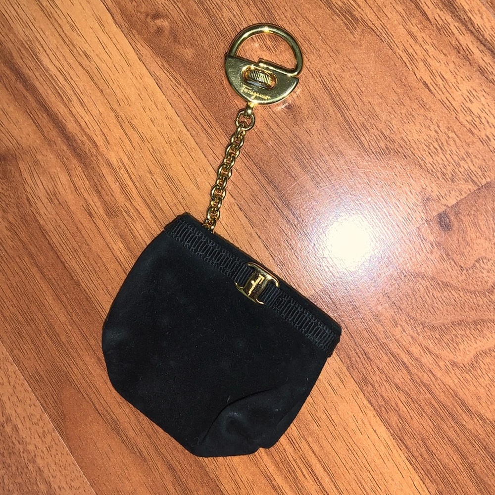 Authentic Salvatore Ferragamo Suede Mini Pouch Keychain / Bag Charm